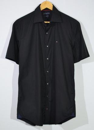 Рубашка однотонная черная короткий рукав Tommy hilfiger shirt