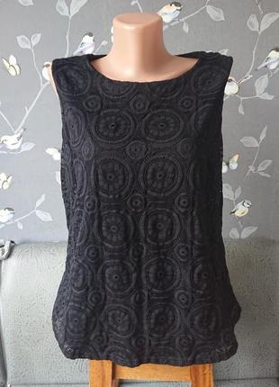 Женская черная блуза кружево р.46/48 блузка футболка майка