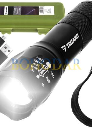 Фонарик TRIZAND L18368 +ПОВЕРБАНК Zoom USB CREE T6 Польша!