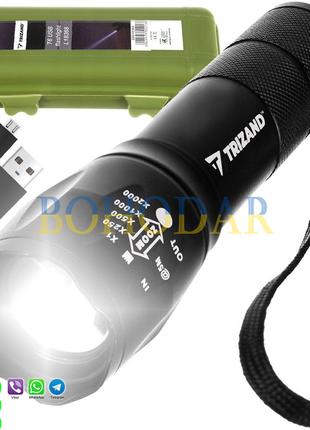 Фонарик фонарь TRIZAND L18368 Zoom USB +ПОВЕРБАНК Польша!