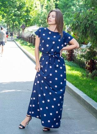Літня сукня "горох" розмір 42-46 темно-синій