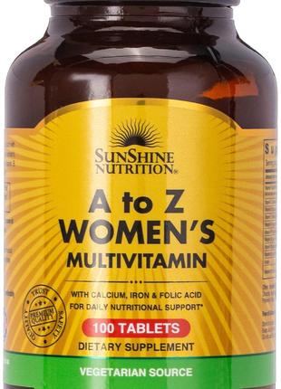 Sunshine Nutrition A to Z womens Multivitamin Tablets USA Orig...