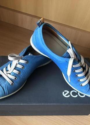 Ecco туфли кожаные кроссовки сине-голубого цвета