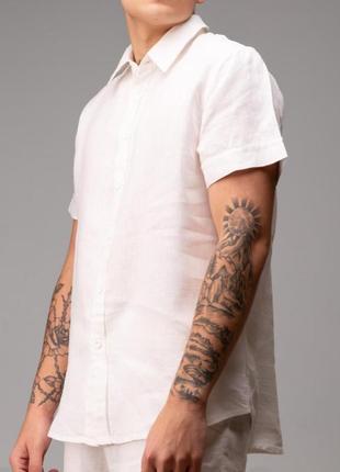 Angelo litrico мужская белая льняная рубашка из льна размер м