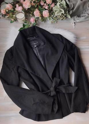 Черный шерстяной пиджак жакет h&m