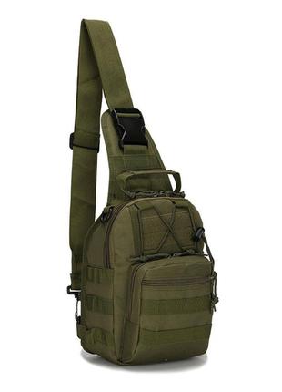 Тактическая армейская сумка - рюкзак через плечо зеленого цвет...