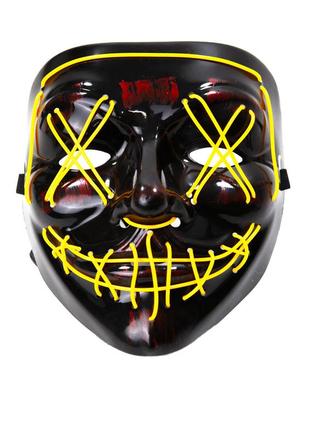 Маска анонимуса неоновая (жёлтая) маска судная ночь маска плас...