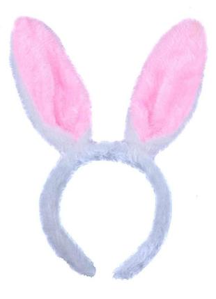 Вушка зайця хутряні (білі з рожевим)