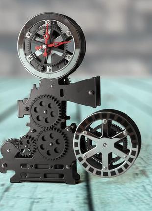 Годинник gear clock кінопроєктор (чорний)