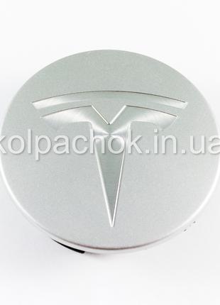Колпачок на диски Tesla серебро/плоский (57мм)