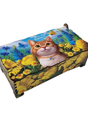 Дерев'яна скринька "Рудий котик" Ubumblebees (ПСФ152) PSF152 к...