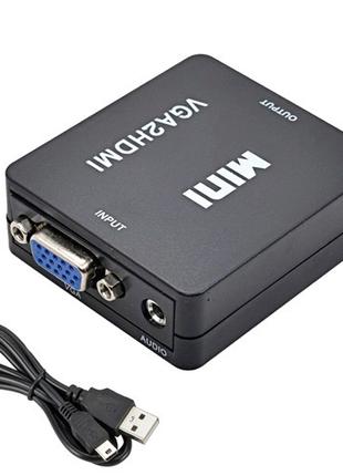 Конвертер VGA - HDMI, відео, аудіо, 1080p, чорний