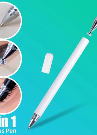 Универсальный Емкостный Стилус - Ручка 3 в 1 Белый Touch Pen д...