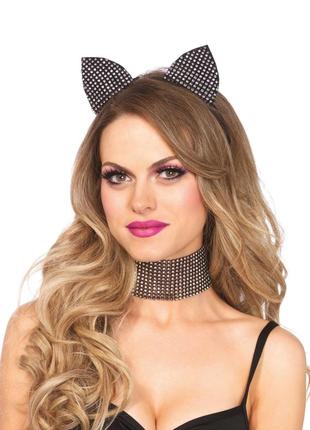 Leg Avenue Cat ear headband & choker set Black 18+