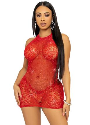 Платье-сетка со стразами Leg Avenue Rhinestone halter mini dre...