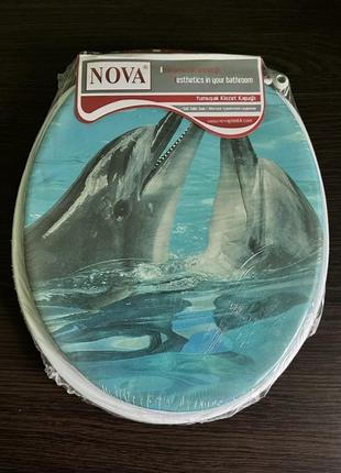 Сиденье для унитаза мягкое NOVA Comfort 2051N, Дельфины