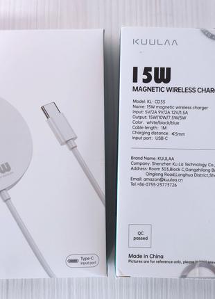 Бездротова зарядка KUULAA Qi 15W 10W для Apple Samsung Huawe...