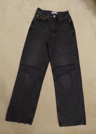 Черные джинсы палацо с дырками new look джинсовые штаны y2k в ...