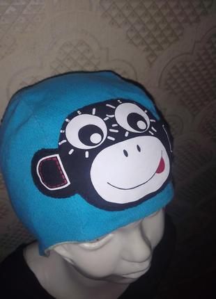 Детская шапка на малыша обезьяночка