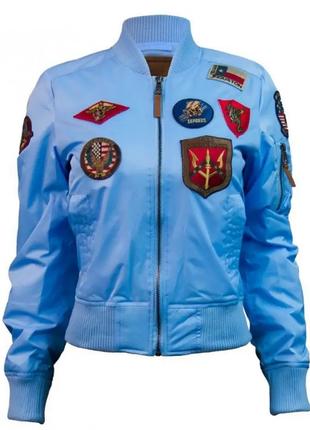 Женский бомбер Miss Top Gun MA-1 jacket with patches (голубой)