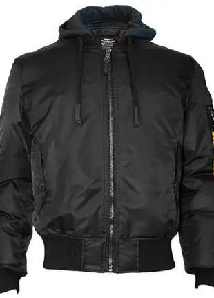 Бомбер Top Gun MA-1 Nylon Bomber jacket with hoodie (черный)