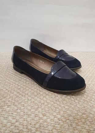 Туфли темно-синие из натуральной замши, 40 размер