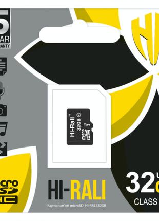Карта Памяти Hi-Rali MicroSDHC 32gb UHS-3 10 Class Цвет Чёрный