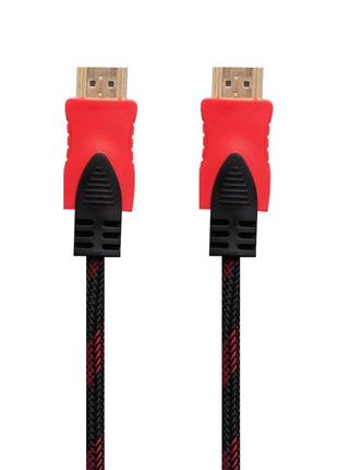 Кабель Cable HDMI- HDMI 1.4V 1.5m (Тканевый провод) Цвет Чёрно...