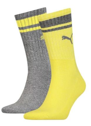 Носки Puma Unisex Crew Regular Stripe 2-pack gray/yellow — 261...