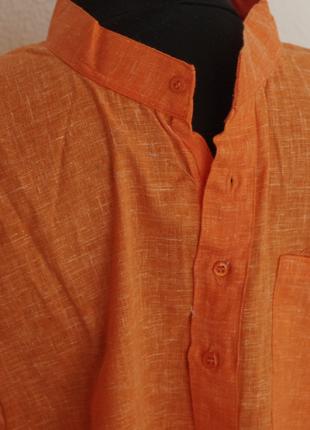 Длинная мужская курта ( рубашка) оранжевая размер 40 индия