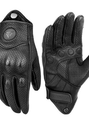 Мото перчатки кожаные Motowolf перфорированные Черные Размер XL