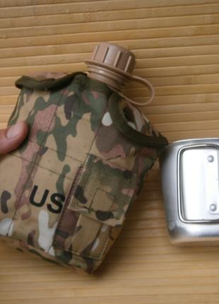 Фляга з кружкою армійська US Army Вottle 1 л пластикова Multicam