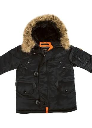 Детская куртка аляска Youth N-3B Parka (черная)