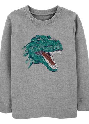 Детский флисовый пуловер с динозавром carters на мальчика 6 ле...