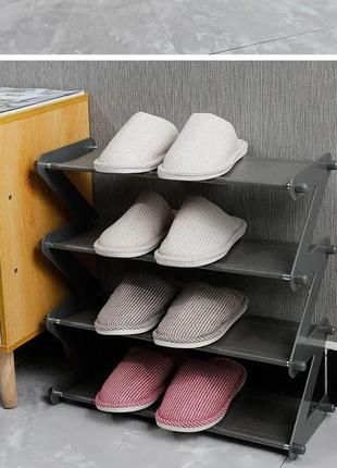 Полка стойка органайзер для обуви 4 полки shape shoe rack (чер...