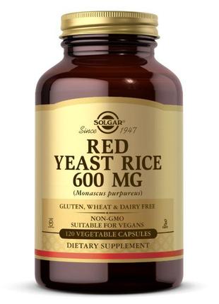 Натуральная добавка Solgar Red Yeast Rice 600 mg, 120 вегакапсул