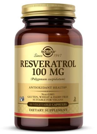 Натуральна добавка Solgar Resveratrol 100 mg, 60 вегакапсул