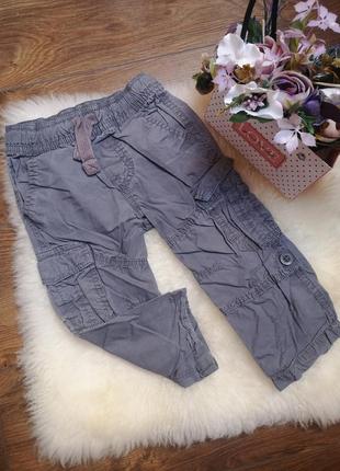 Котонові брюки з накладными кишенями на 12-18 місяців f&f