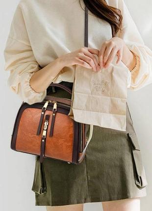 Стильная женская мини сумка коричневый