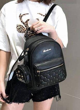 Женский городской рюкзак с брелоком мини рюкзачок, набор 2 в 1...