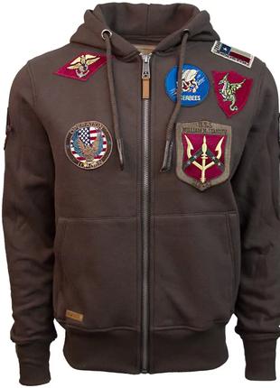 Реглан Top Gun Men's zip up hoodie with patches (коричневый)