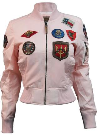 Женский бомбер Miss Top Gun MA-1 jacket with patches (розовый)