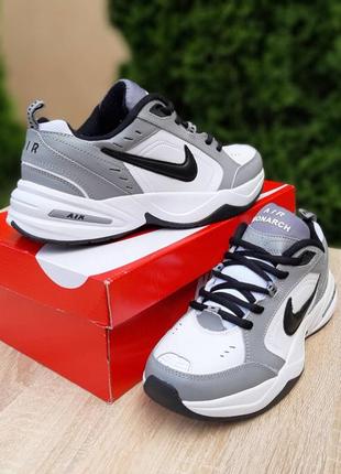 Мужские кроссовки nike air monarch белые с серым 41-46