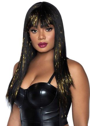 Черный парик с золотыми прядями Leg Avenue Long bang wig with ...