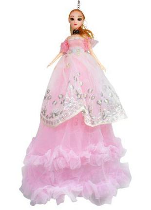 Кукла в длинном платье с вышивкой, розовый