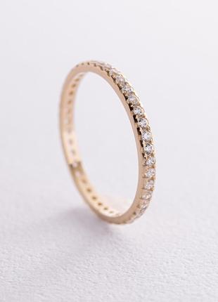 Кольцо с дорожкой камней в желтом золоте (фианиты) к07396
