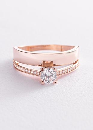 Золотое помолвочное кольцо с фианитами к07018