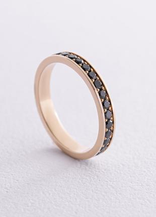 Золотое кольцо с дорожкой черных бриллиантов 229833122