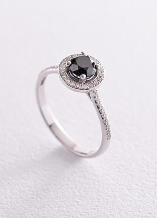 Золотое кольцо с черным и белыми бриллиантами 229581122