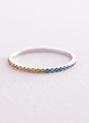 Золотое кольцо с голубыми и желтыми бриллиантами 226931121